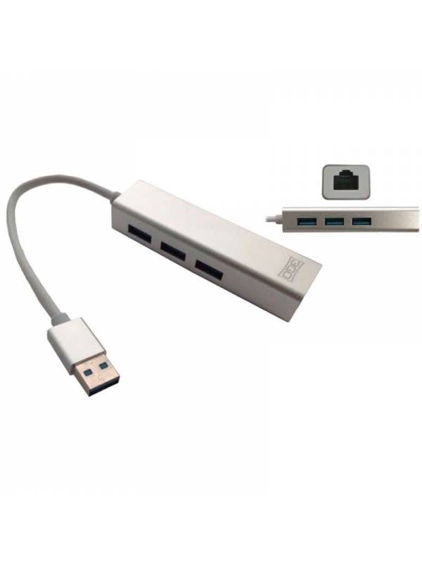 HUB 3 PTOS USB 3.0 + ETHERNET  10100 3GO PLATA
