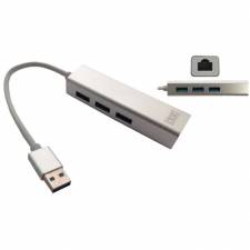 HUB 3 PTOS USB 3.0 + ETHERNET  10/100 3GO PLATA